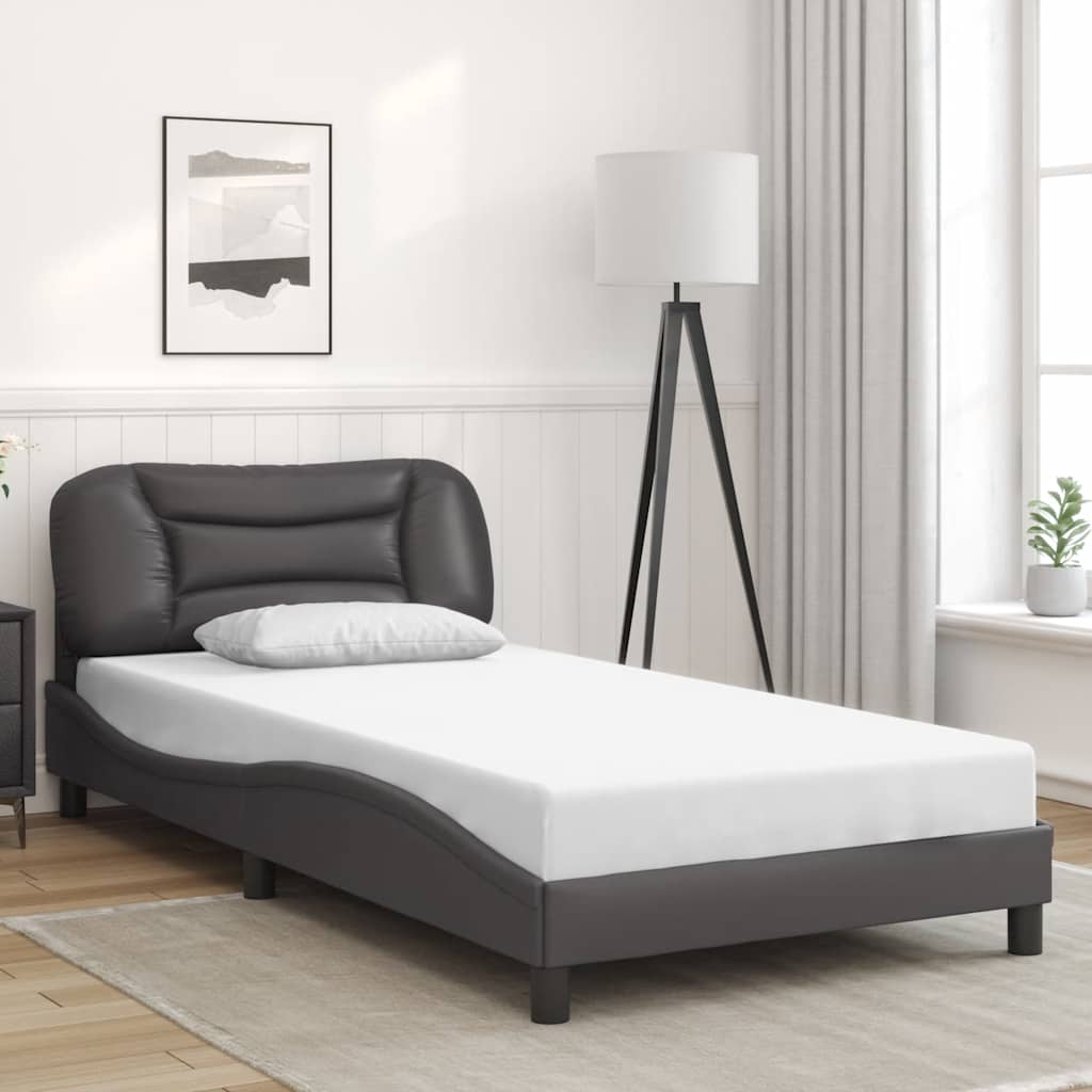 Cadre de lit avec LED sans matelas gris 100x200 cm - XIOS