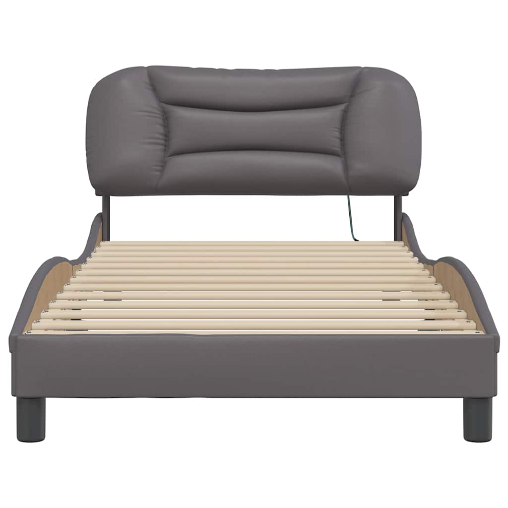 Cadre de lit avec LED sans matelas gris 100x200 cm - XIOS