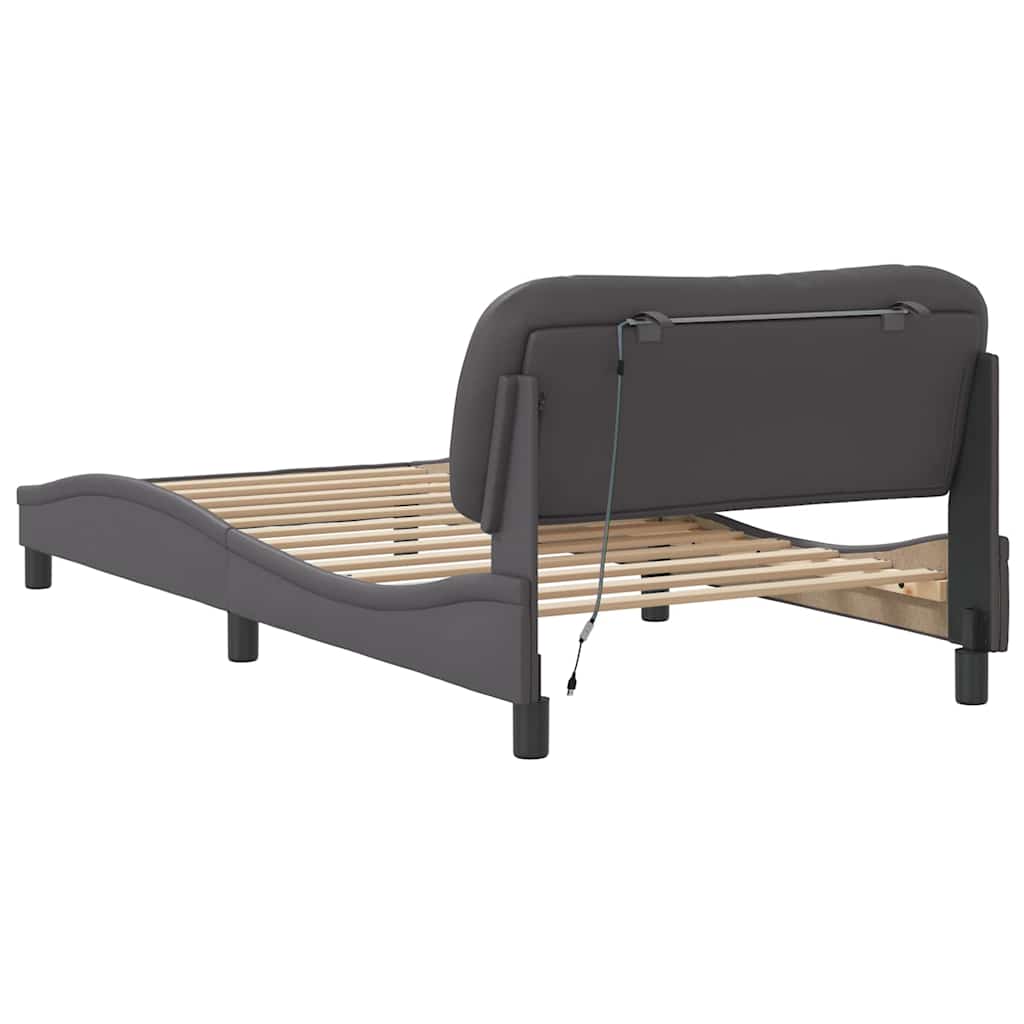 Cadre de lit avec LED sans matelas gris 100x200 cm - XIOS