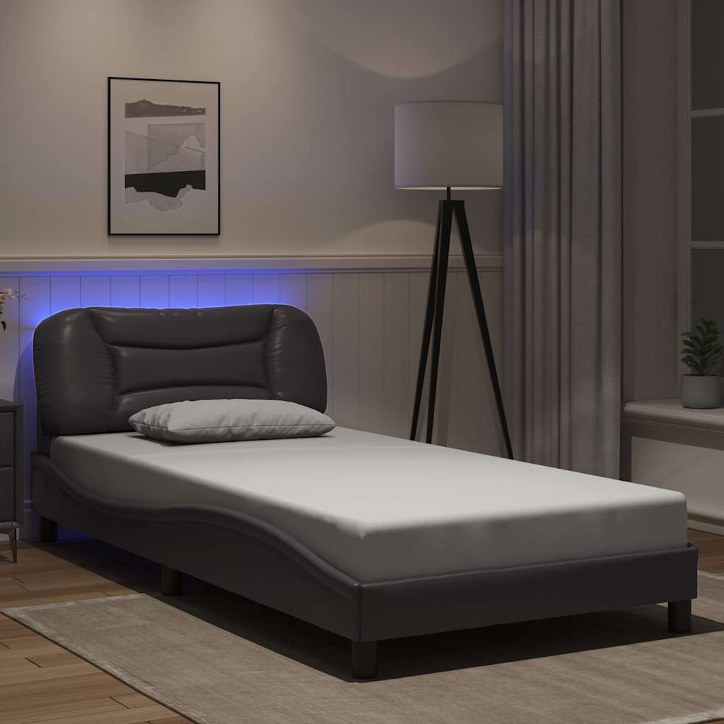 Cadre de lit avec LED sans matelas gris 100x200 cm - XIOS