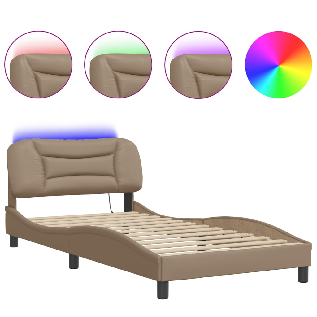 Cadre de lit avec LED sans matelas cappuccino 100x200 cm - XIOS