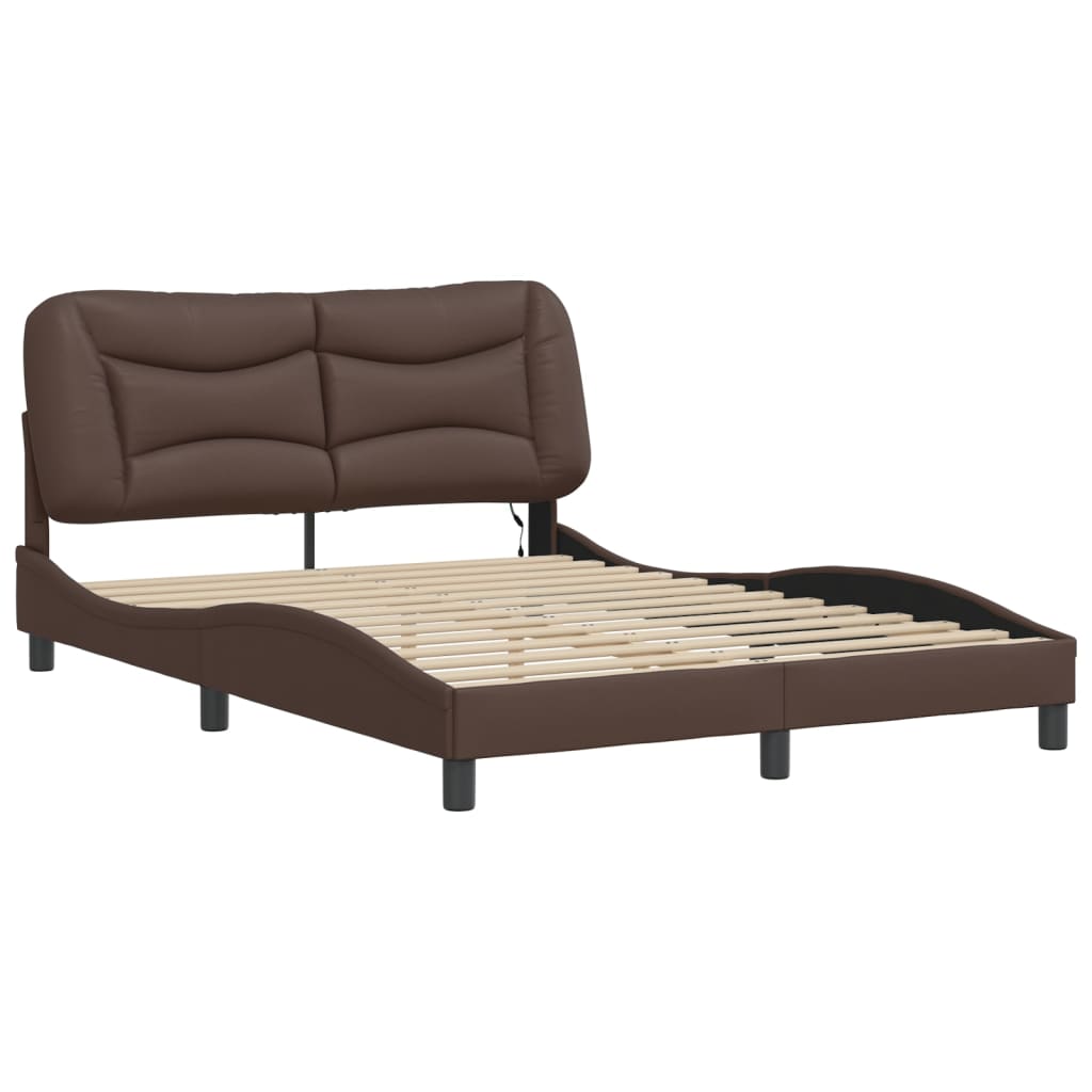 Cadre de lit avec LED sans matelas marron 120x200 cm - XIOS