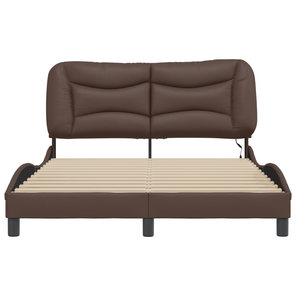 Cadre de lit avec LED sans matelas marron 120x200 cm - XIOS