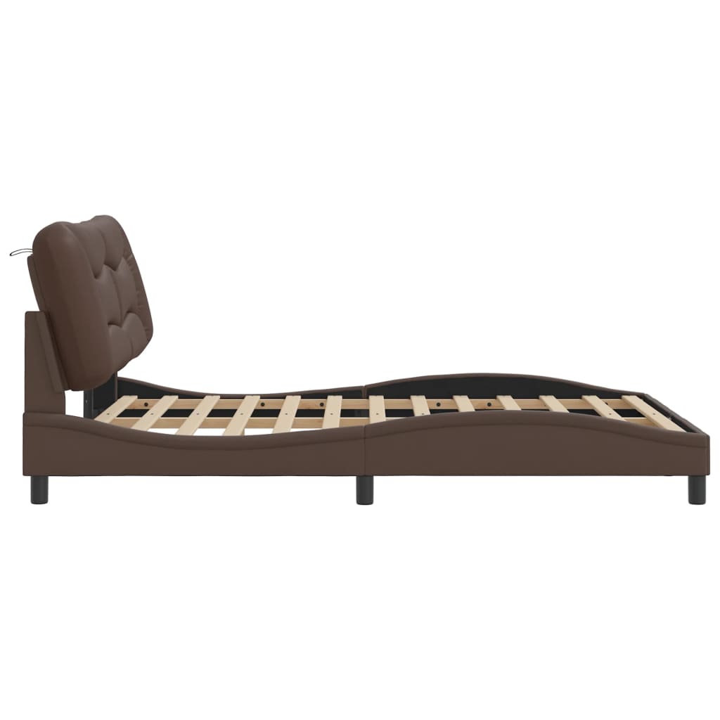 Cadre de lit avec LED sans matelas marron 120x200 cm - XIOS