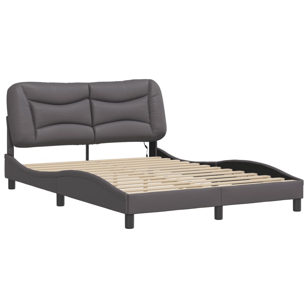 Cadre de lit avec LED sans matelas gris 120x200 cm - XIOS