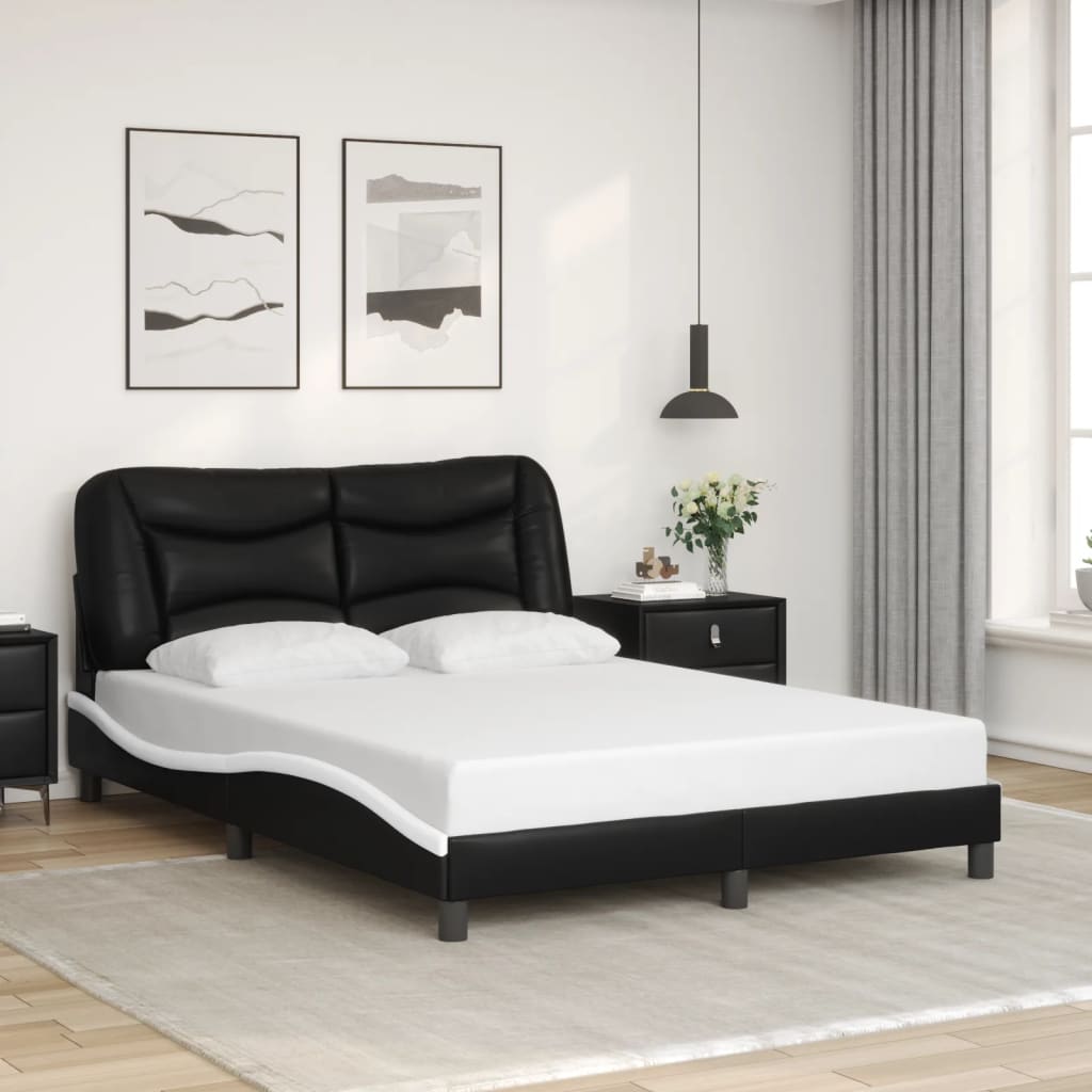 Cadre de lit avec LED sans matelas noir et blanc 120x200 cm - XIOS