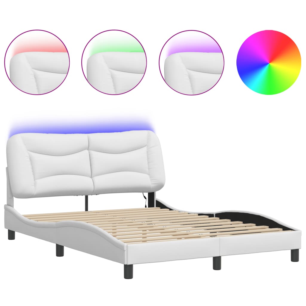 Cadre de lit avec LED sans matelas blanc 140x190 cm - XIOS