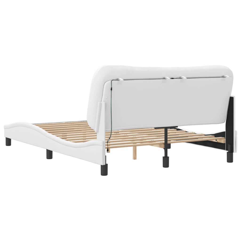 Cadre de lit avec LED sans matelas blanc 140x190 cm - XIOS