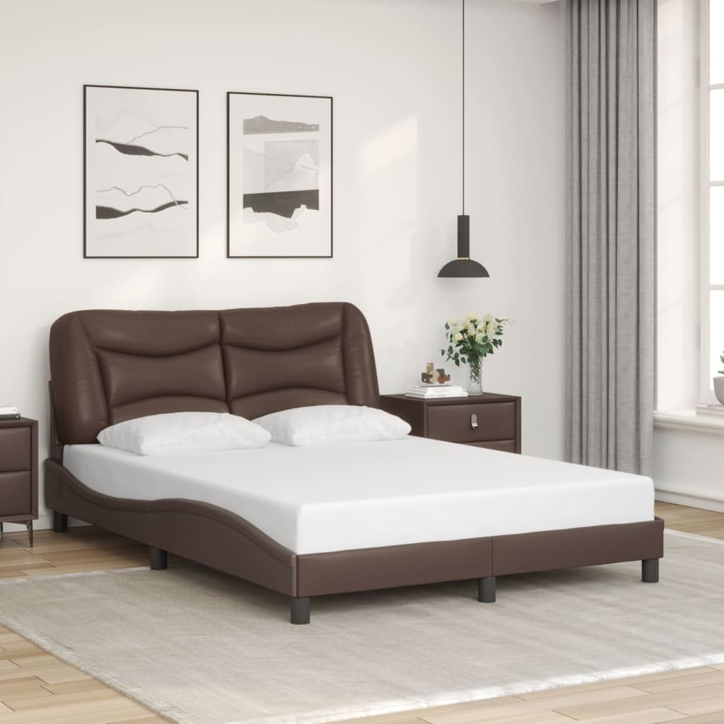 Cadre de lit avec LED sans matelas marron 140x190 cm - XIOS