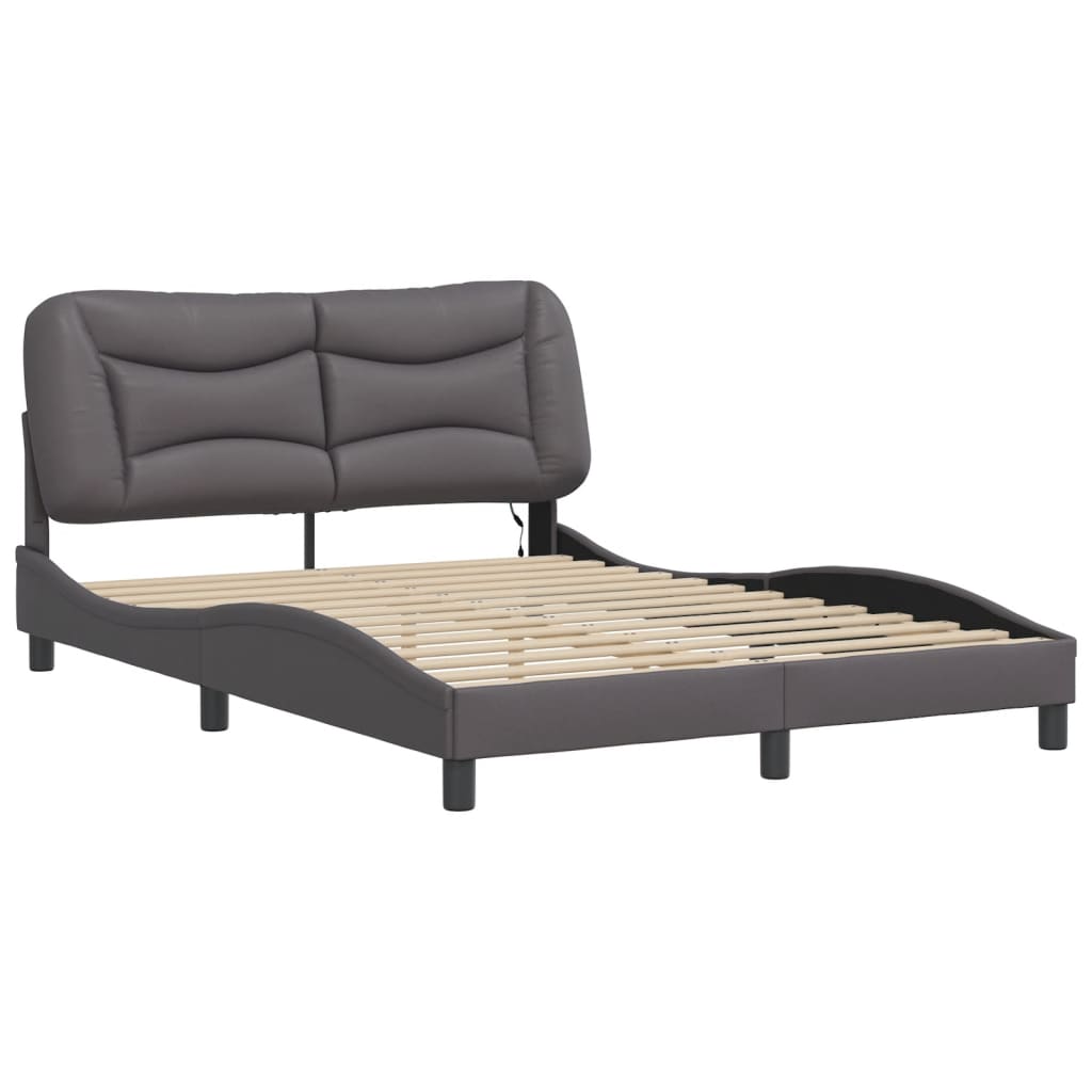 Cadre de lit avec LED sans matelas gris 140x190 cm - XIOS