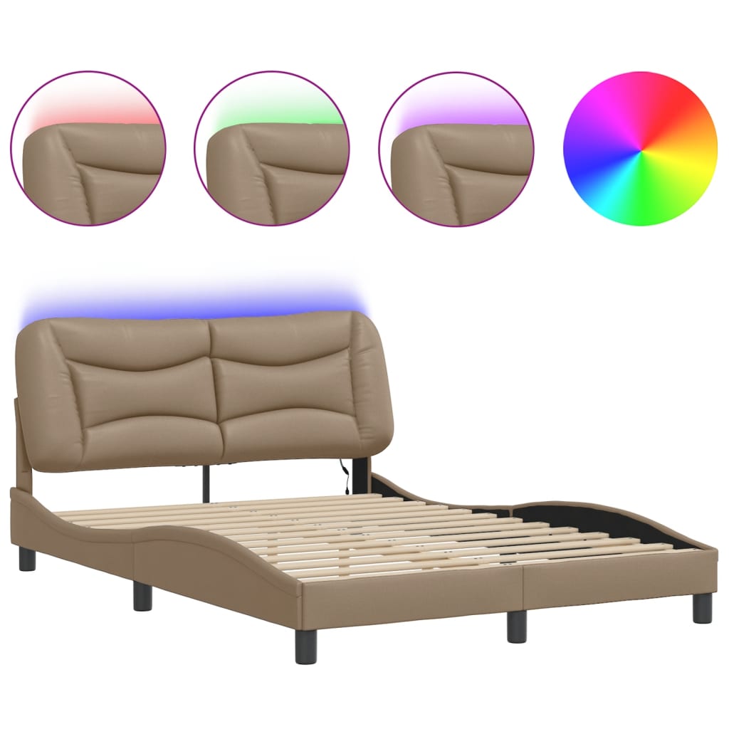 Cadre de lit avec LED sans matelas cappuccino 140x190 cm - XIOS