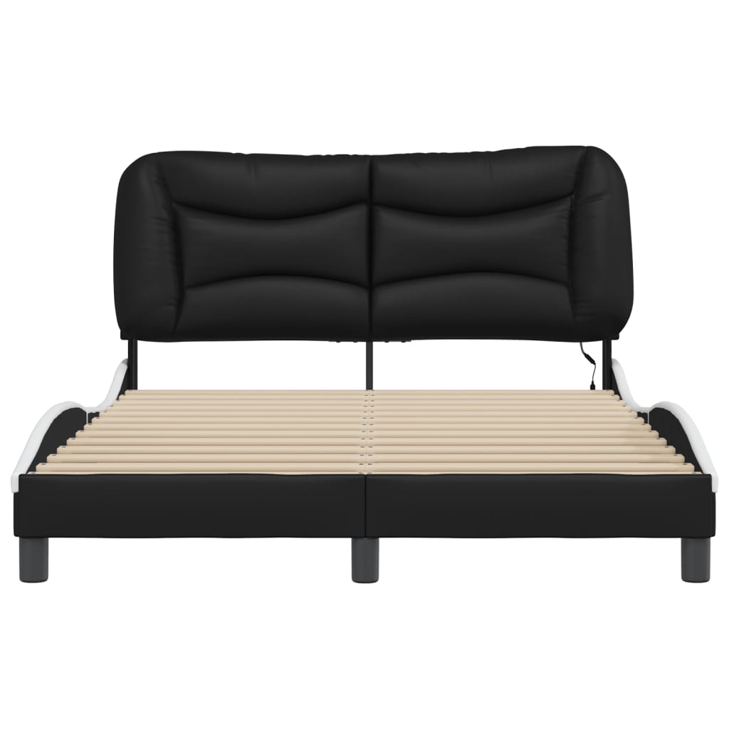 Cadre de lit avec LED sans matelas noir et blanc 140x190 cm - XIOS