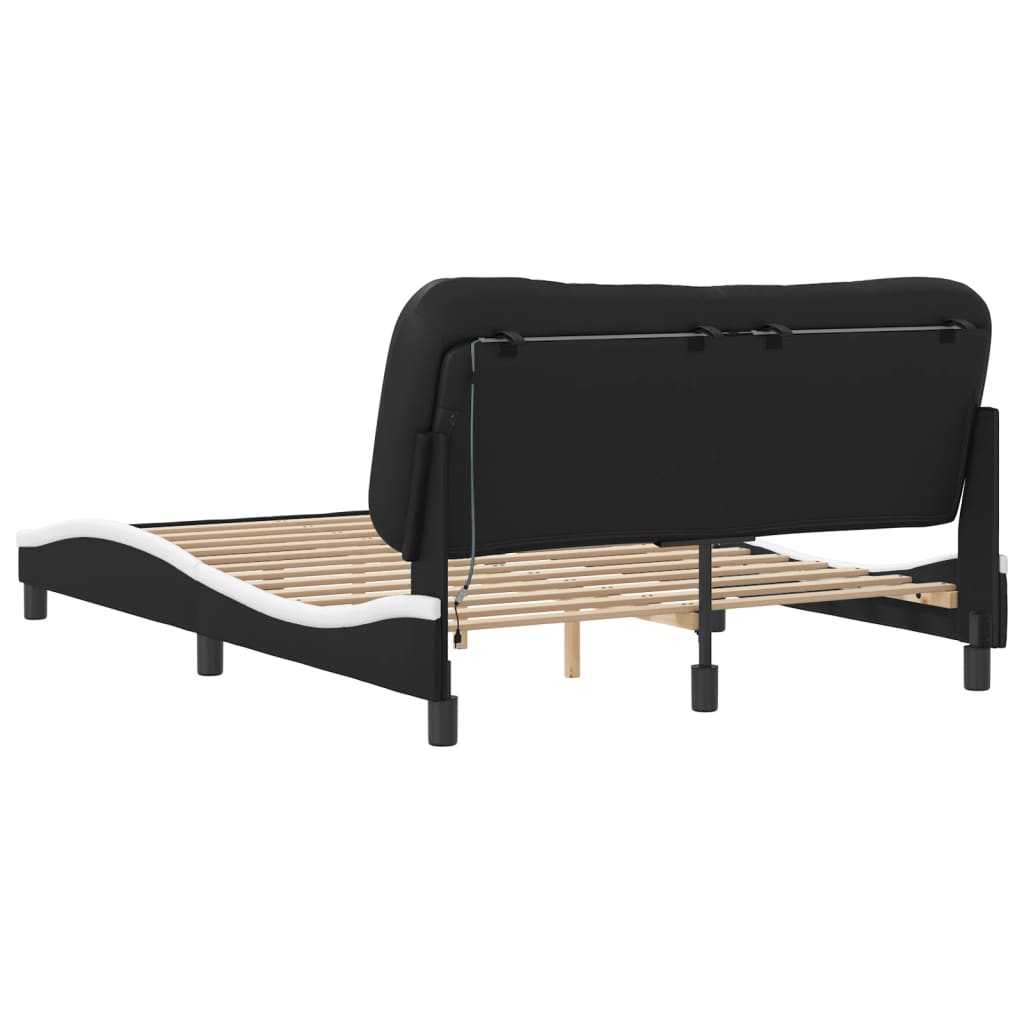 Cadre de lit avec LED sans matelas noir et blanc 140x190 cm - XIOS