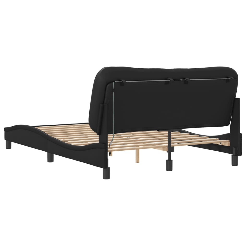 Cadre de lit avec LED sans matelas noir 140x200 cm - XIOS