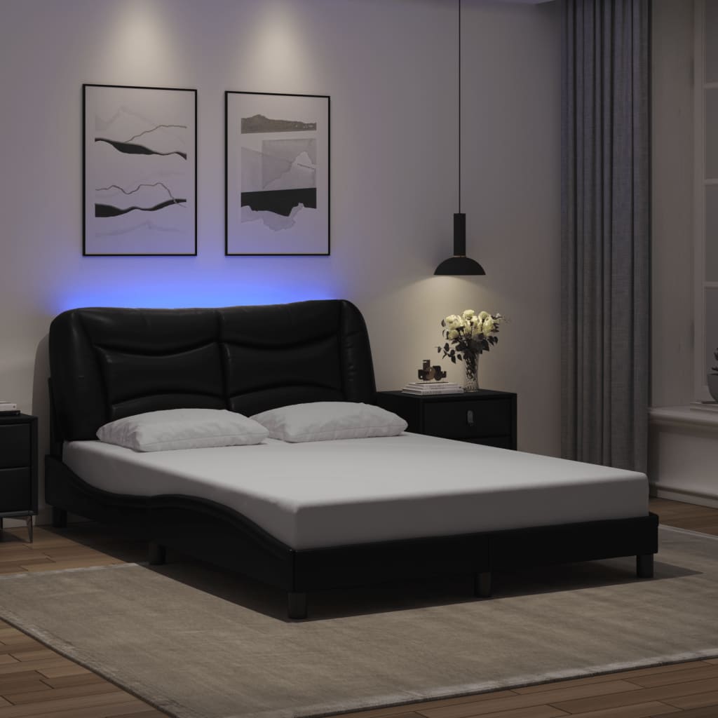Cadre de lit avec LED sans matelas noir 140x200 cm - XIOS