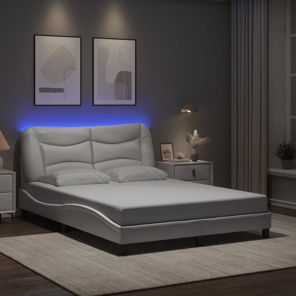 Cadre de lit avec LED sans matelas blanc 140x200 cm - XIOS