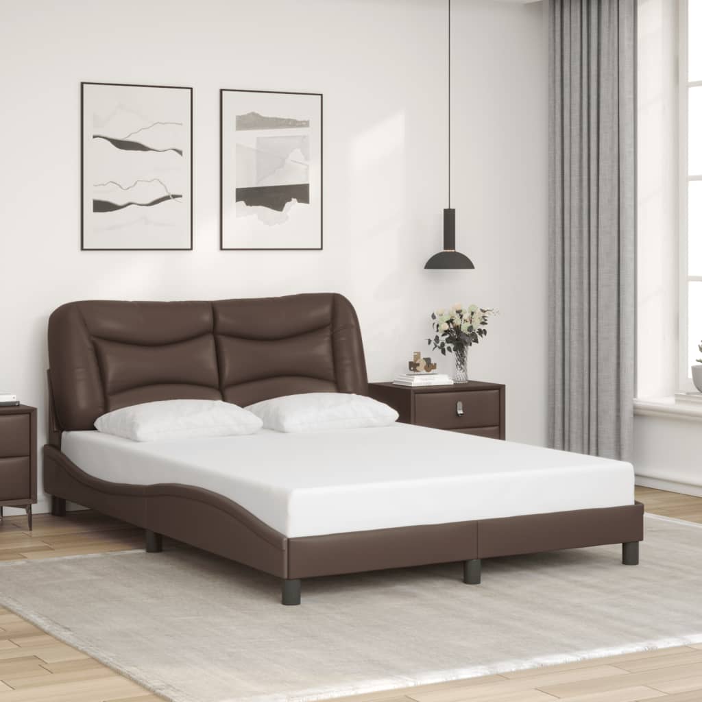 Cadre de lit avec LED sans matelas marron 140x200 cm - XIOS