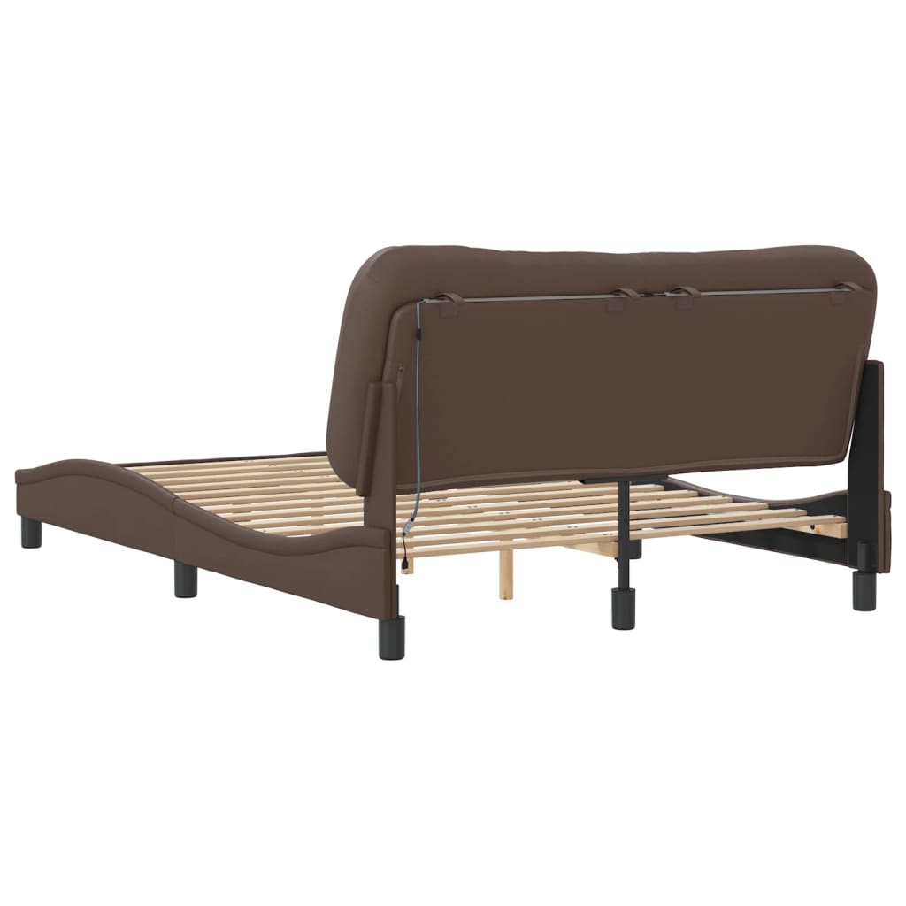 Cadre de lit avec LED sans matelas marron 140x200 cm - XIOS