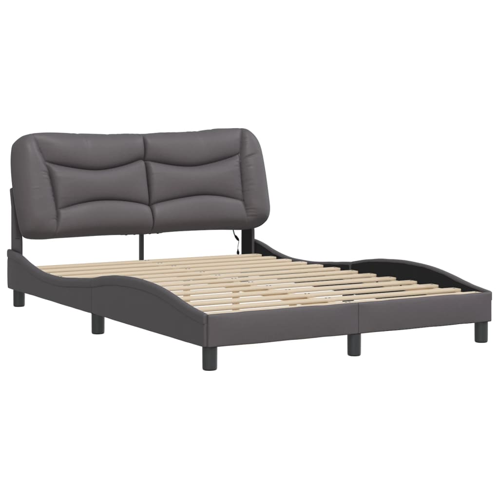 Cadre de lit avec LED sans matelas gris 140x200 cm - XIOS