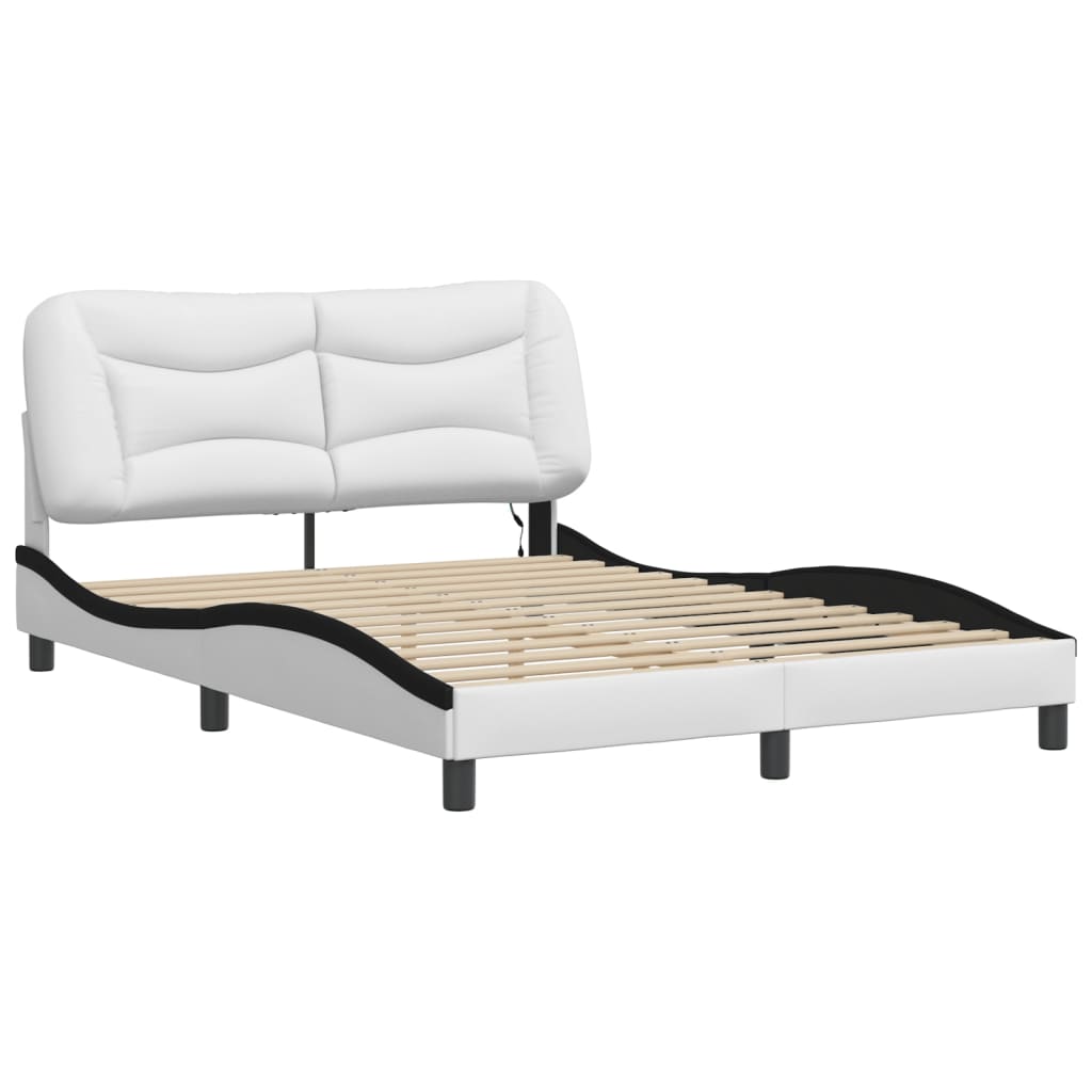 Cadre de lit avec LED sans matelas blanc et noir 140x200 cm - XIOS