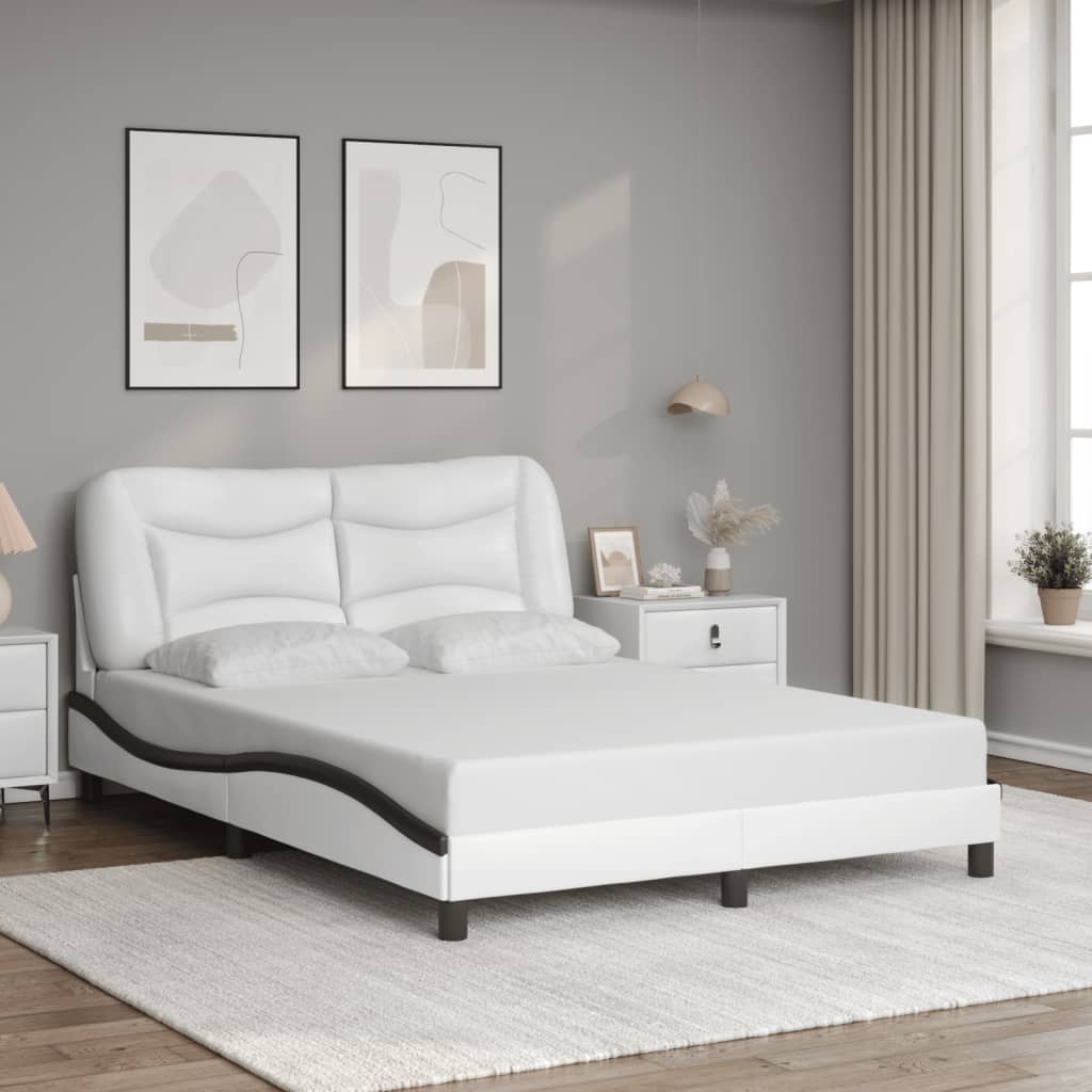 Cadre de lit avec LED sans matelas blanc et noir 140x200 cm - XIOS