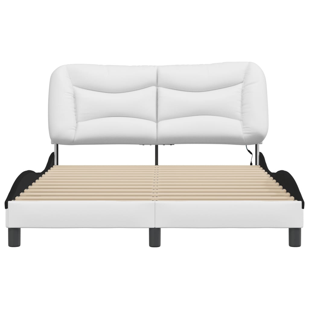 Cadre de lit avec LED sans matelas blanc et noir 140x200 cm - XIOS