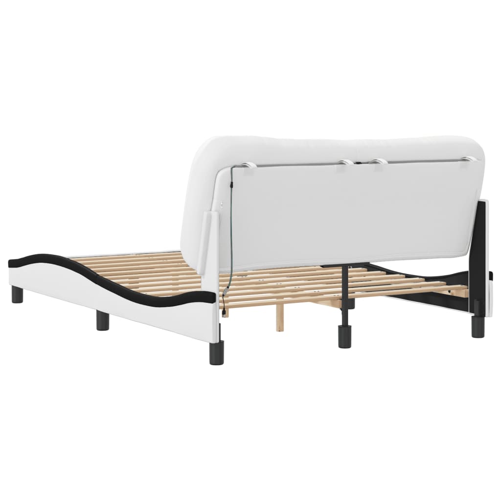 Cadre de lit avec LED sans matelas blanc et noir 140x200 cm - XIOS