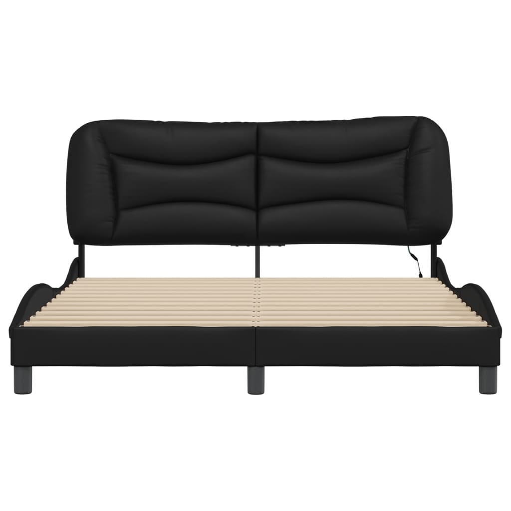 Cadre de lit avec LED sans matelas noir 160x200 cm - XIOS