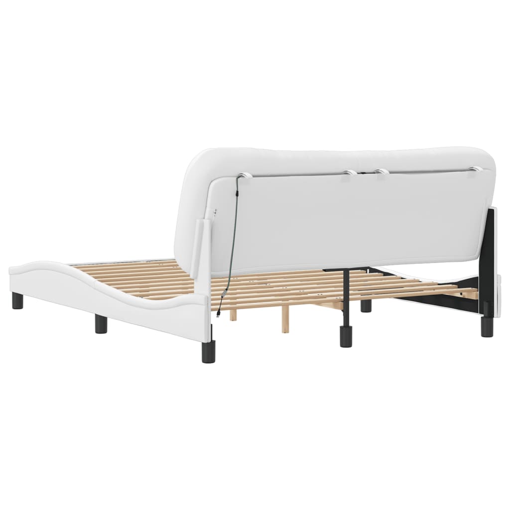 Cadre de lit avec LED sans matelas Hvar blanc 160x200 cm - XIOS