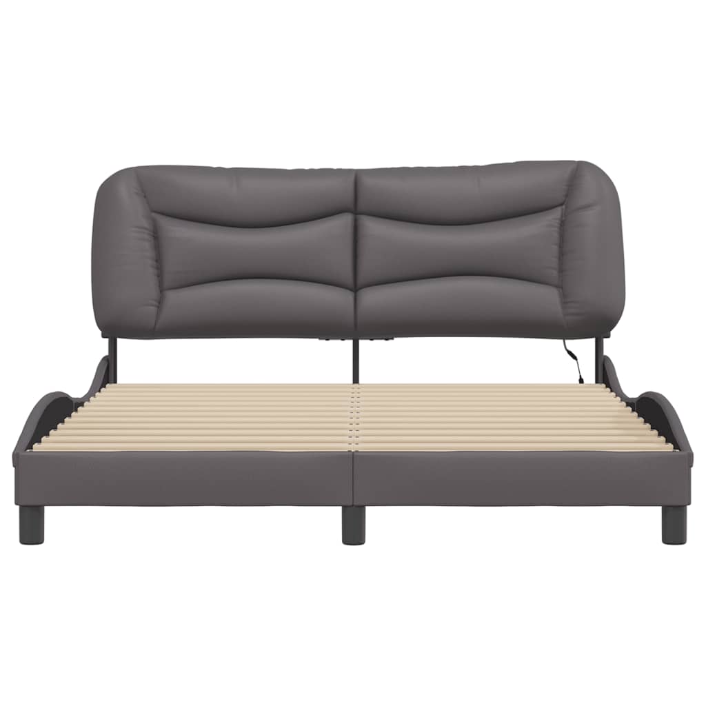 Cadre de lit avec LED sans matelas gris 160x200 cm - XIOS