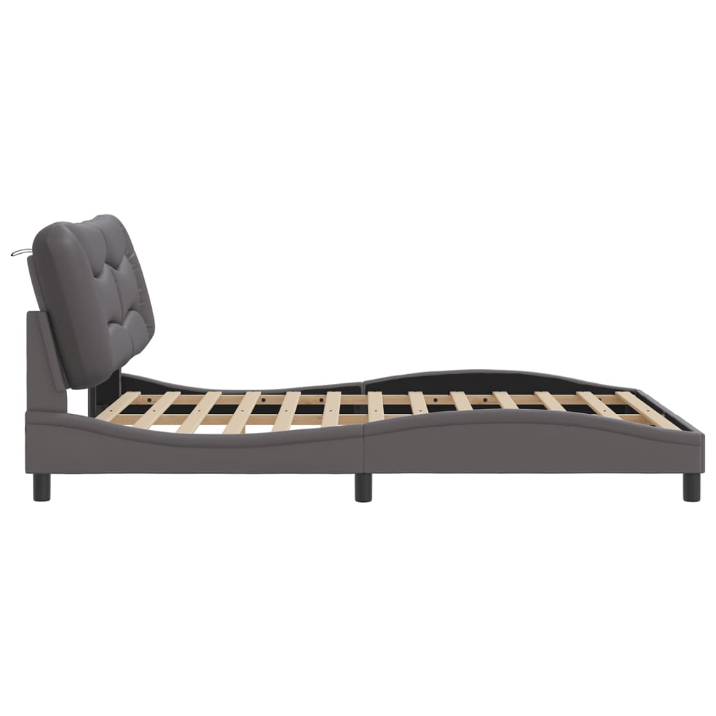 Cadre de lit avec LED sans matelas gris 160x200 cm - XIOS