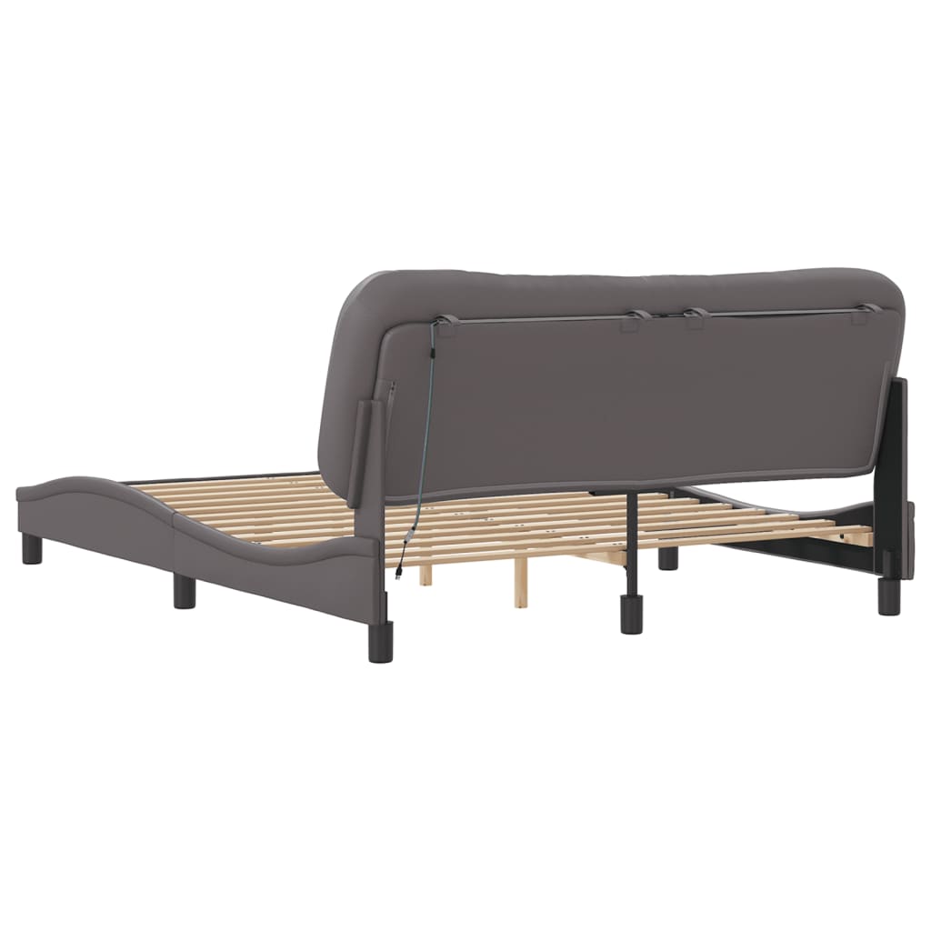Cadre de lit avec LED sans matelas gris 160x200 cm - XIOS