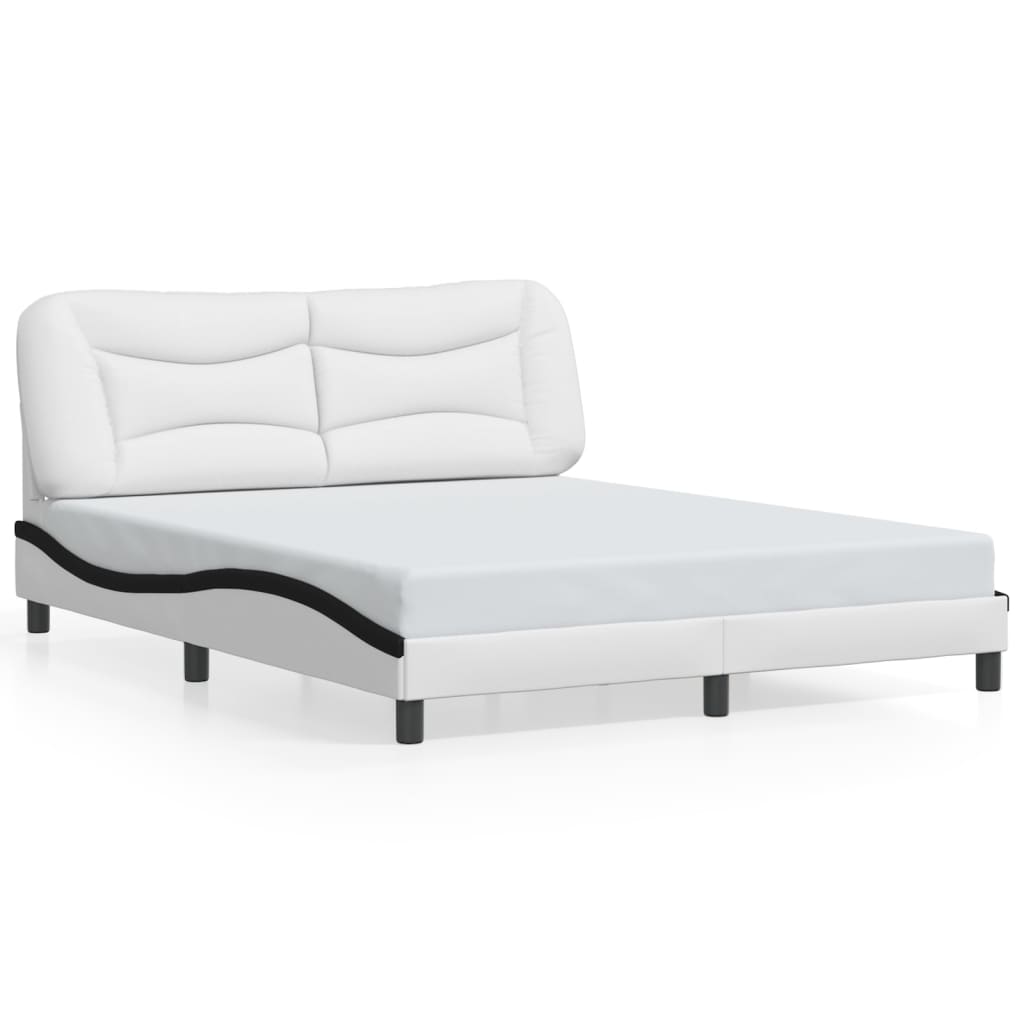 Cadre de lit avec LED sans matelas Hvar blanc et noir 160x200 cm - XIOS