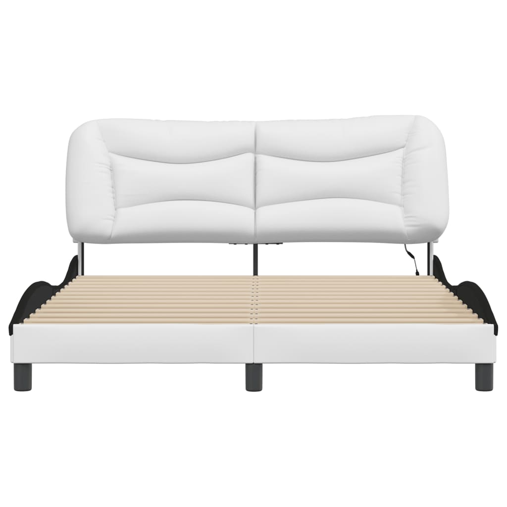 Cadre de lit avec LED sans matelas Hvar blanc et noir 160x200 cm - XIOS