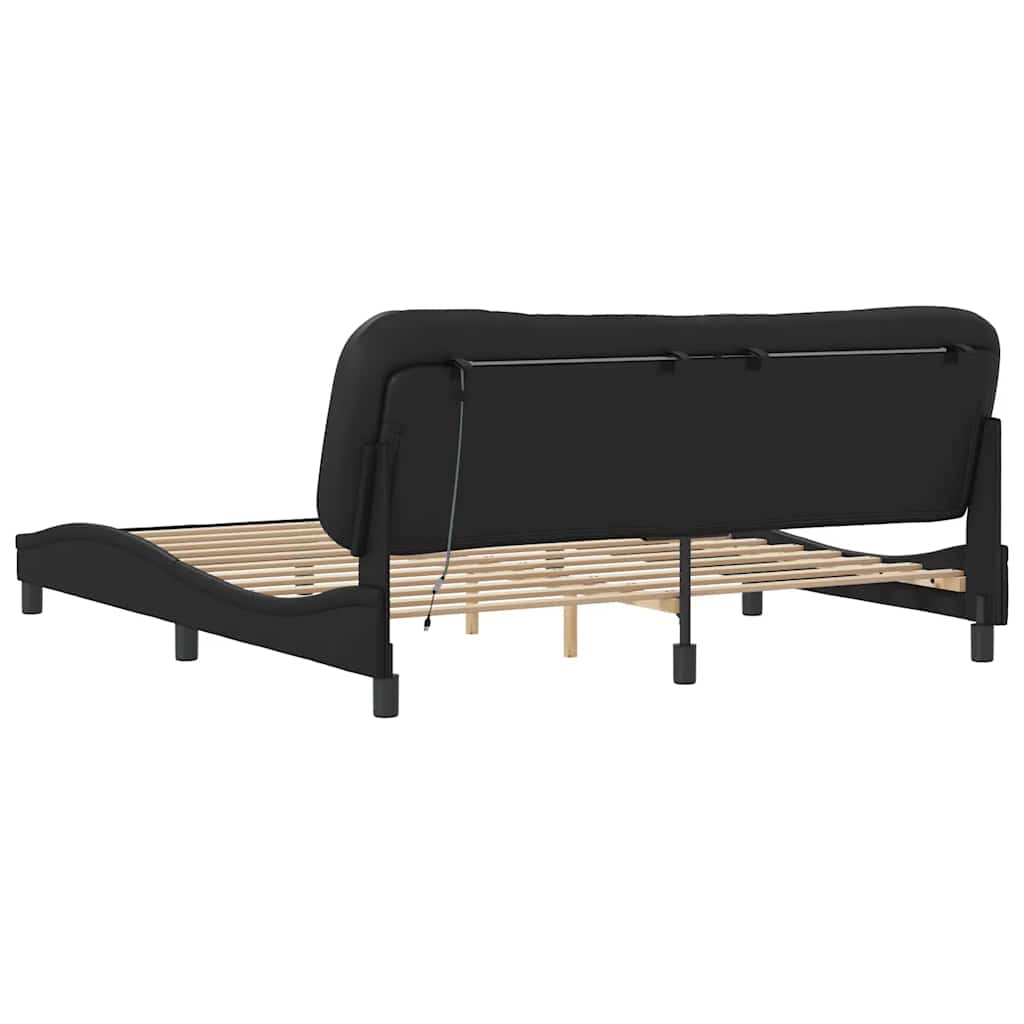Cadre de lit avec LED sans matelas noir 180x200 cm - XIOS