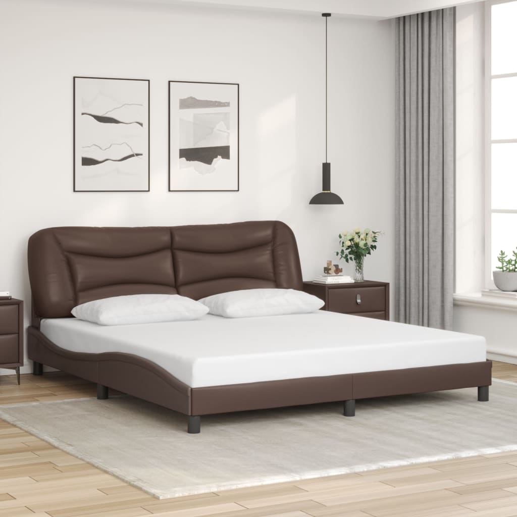 Cadre de lit avec LED sans matelas marron 180x200 cm - XIOS