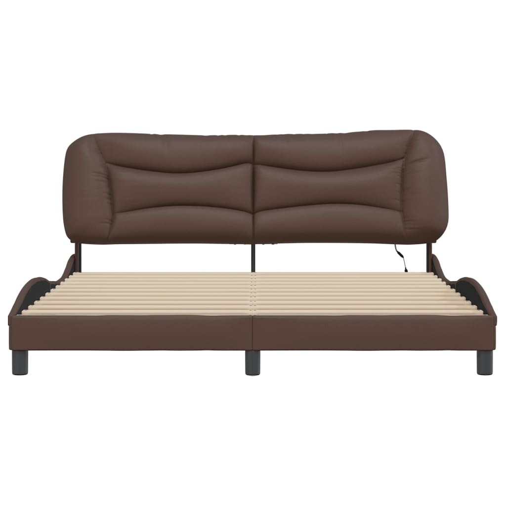 Cadre de lit avec LED sans matelas marron 180x200 cm - XIOS