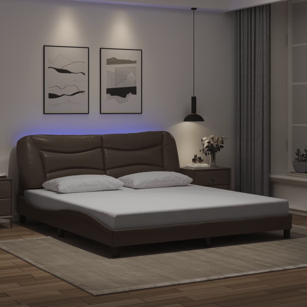 Cadre de lit avec LED sans matelas marron 180x200 cm - XIOS