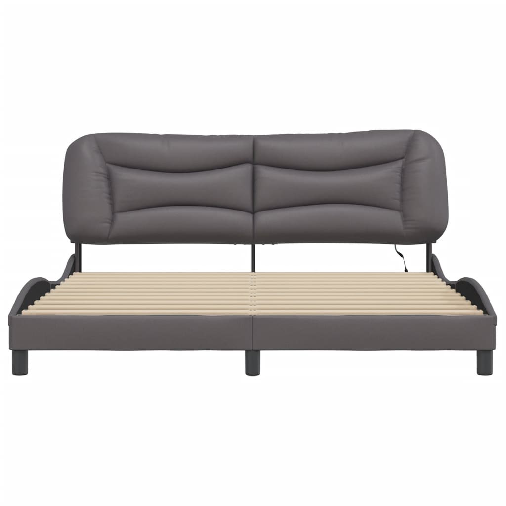 Cadre de lit avec LED sans matelas gris 180x200 cm - XIOS