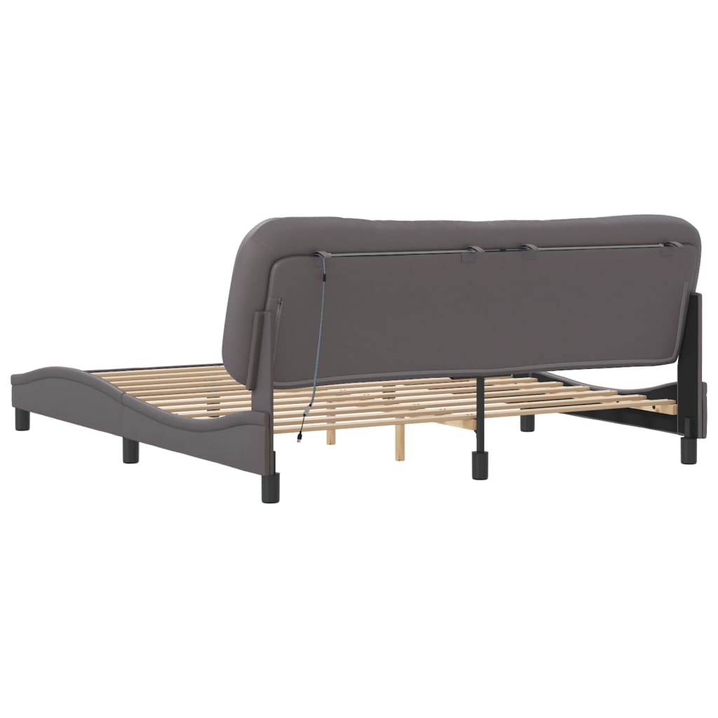 Cadre de lit avec LED sans matelas gris 180x200 cm - XIOS