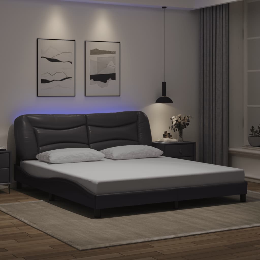 Cadre de lit avec LED sans matelas gris 180x200 cm - XIOS