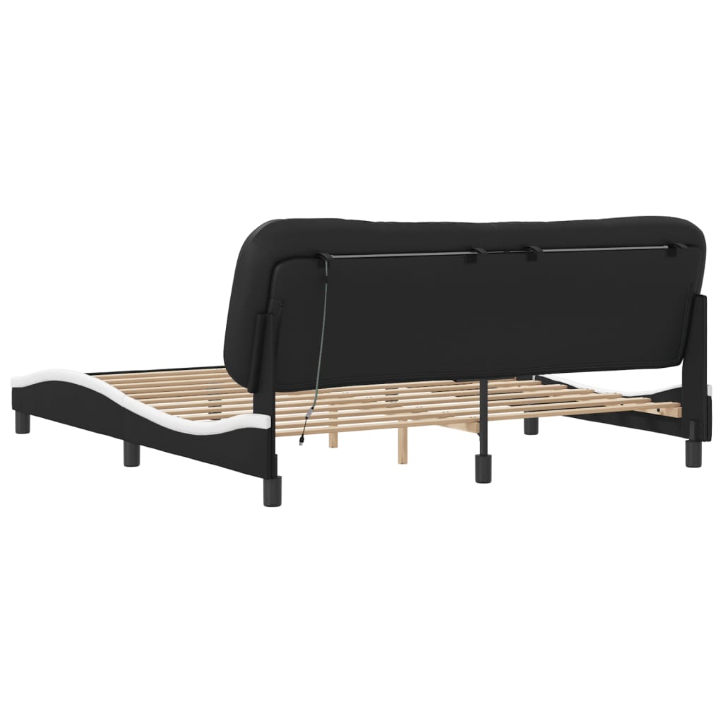 Cadre de lit avec LED sans matelas noir et blanc 180x200 cm - XIOS