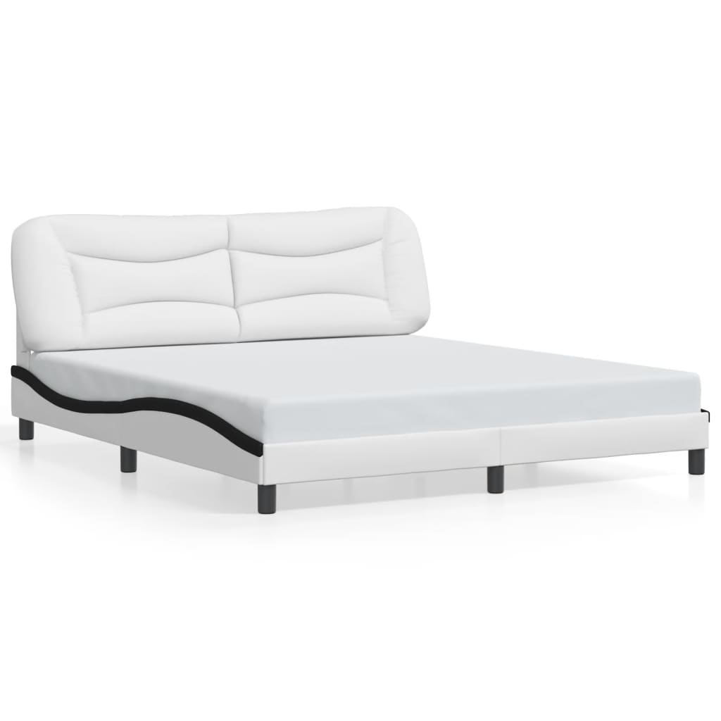 Cadre de lit avec LED sans matelas blanc et noir 180x200 cm - XIOS