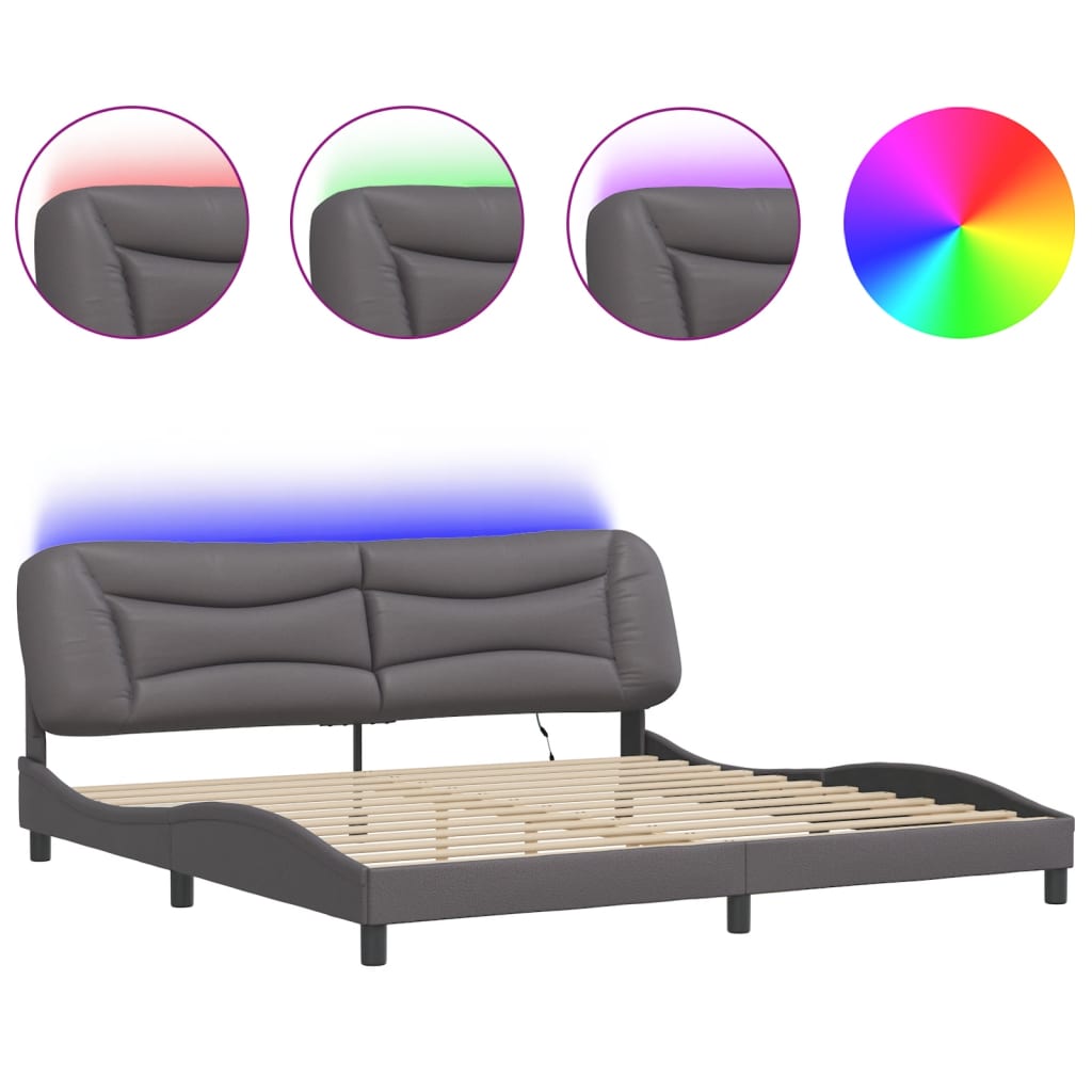 Cadre de lit avec LED sans matelas gris 200x200 cm - XIOS