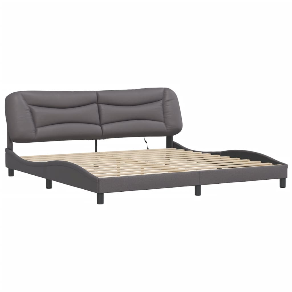 Cadre de lit avec LED sans matelas gris 200x200 cm - XIOS
