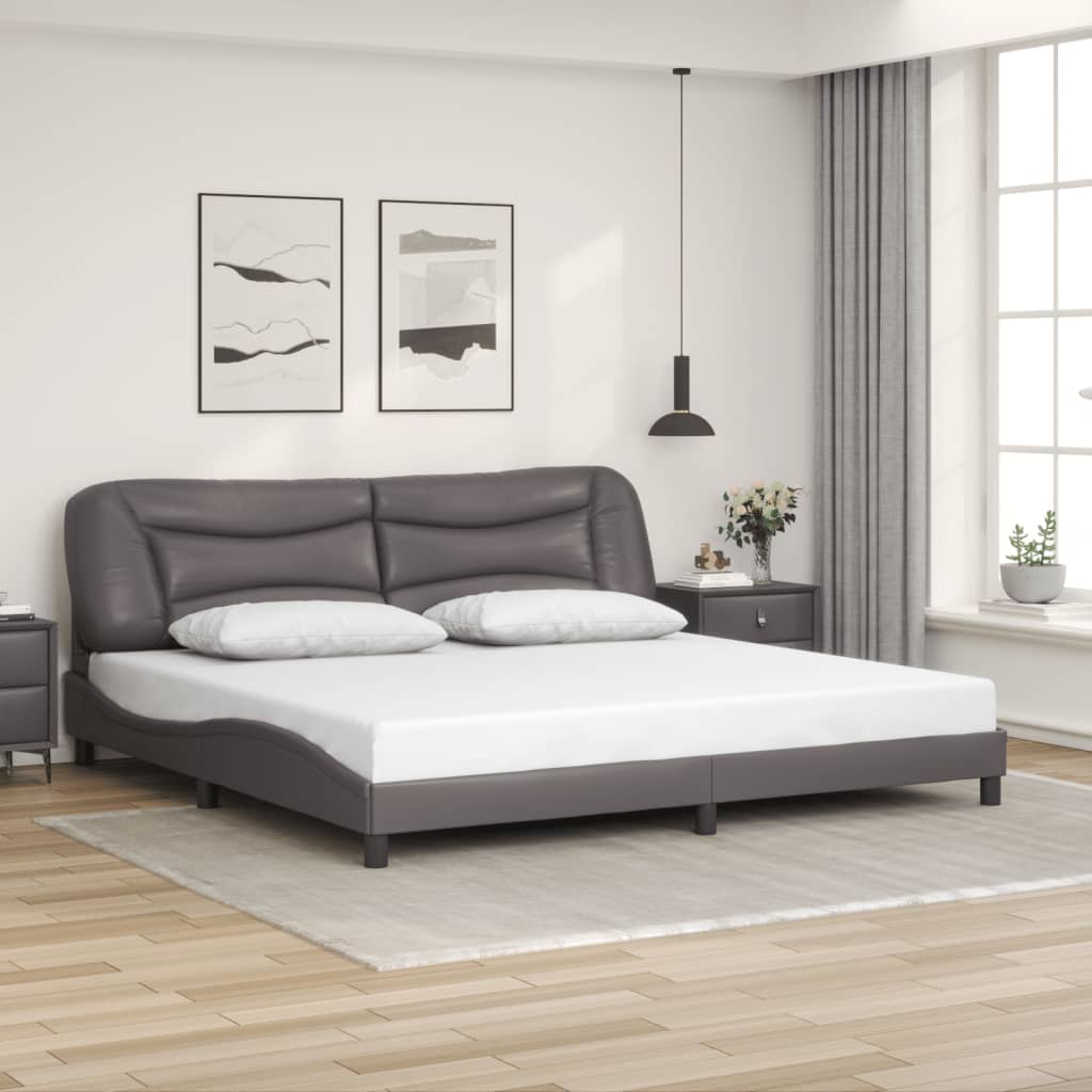 Cadre de lit avec LED sans matelas gris 200x200 cm - XIOS