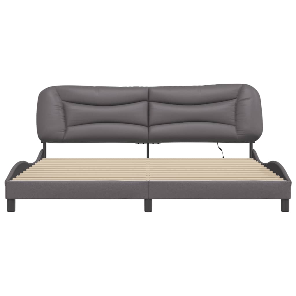 Cadre de lit avec LED sans matelas gris 200x200 cm - XIOS