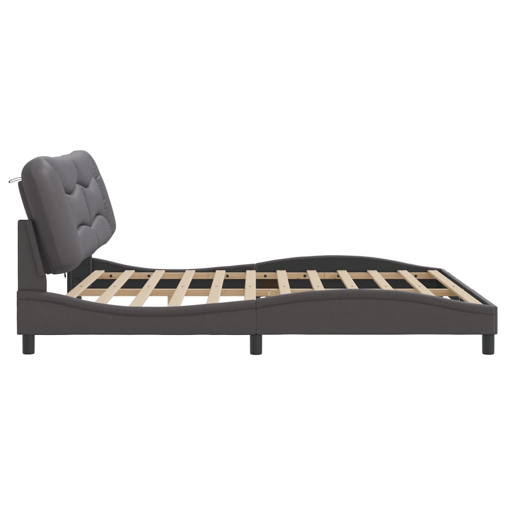 Cadre de lit avec LED sans matelas gris 200x200 cm - XIOS