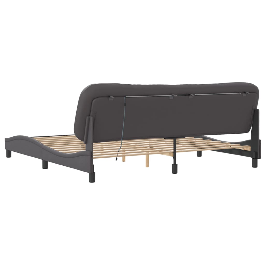 Cadre de lit avec LED sans matelas gris 200x200 cm - XIOS