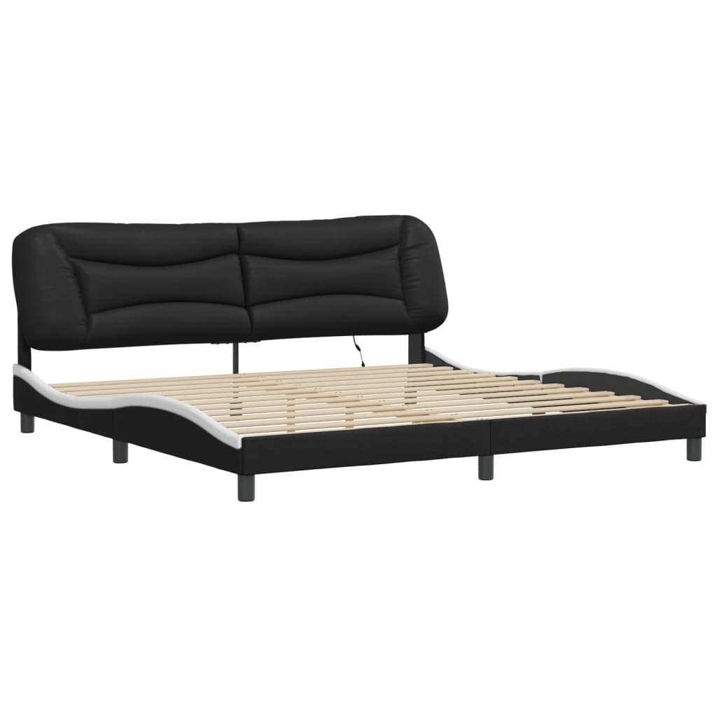 Cadre de lit avec LED sans matelas noir et blanc 200x200 cm - XIOS